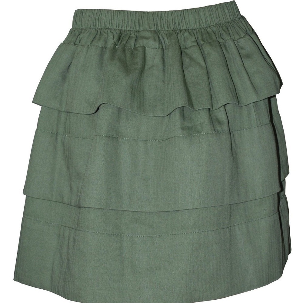 Qmack A-Line Tiered Skirt Army Green Size‎ L